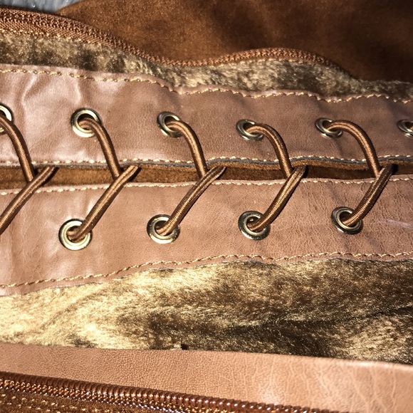 Brown lace up over the knee boots - Picture 2 of 9